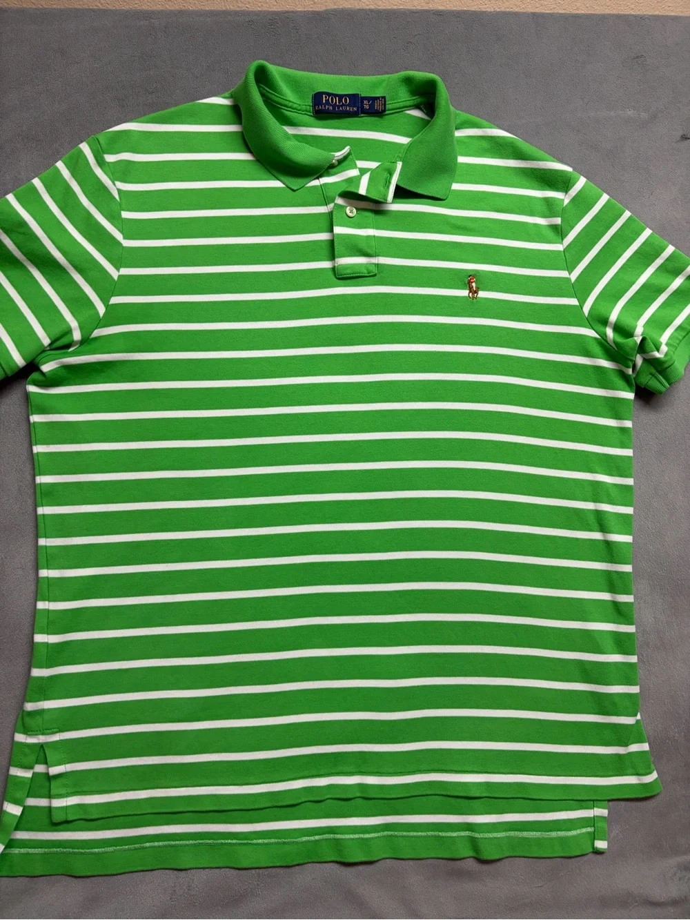 Polo Ralph Lauren Polo Shirt Mens XL Green White Striped Multicolor Pony Logo